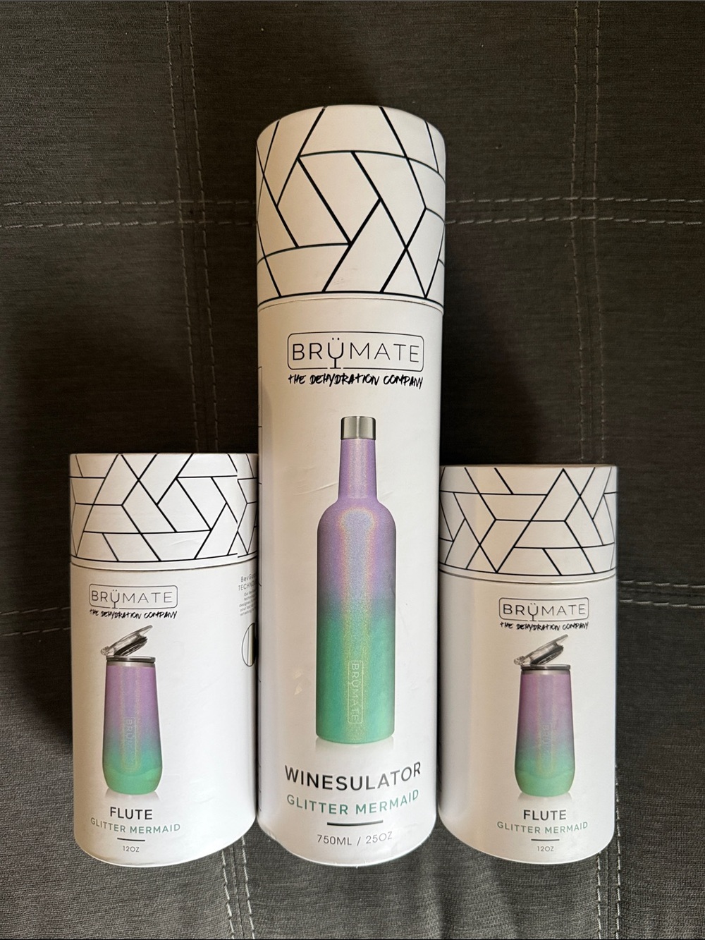 NWT - BrüMate Winesulator & Flute Set - Glitter Mermaid, Brand New in Boxes